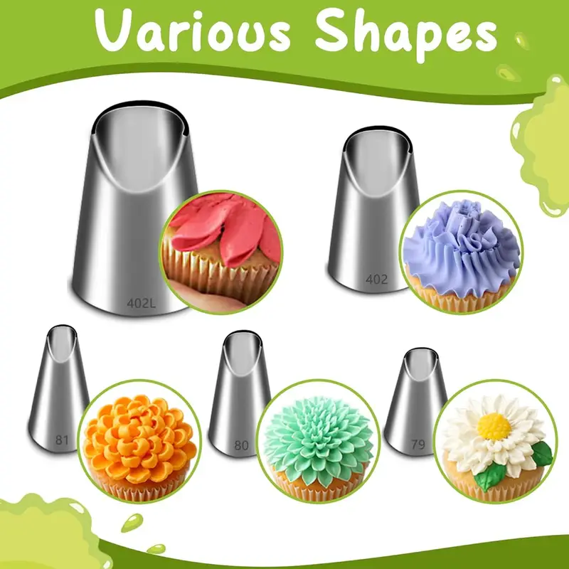 Kitchen Appliances Packages - 5PCS Stainless Steel Piping Nozzles Set,Chrysanthemum